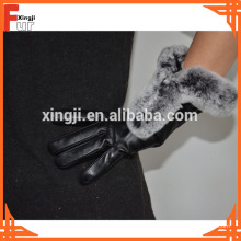 Rex Rabbit Fur Trimmed Leather Guantes